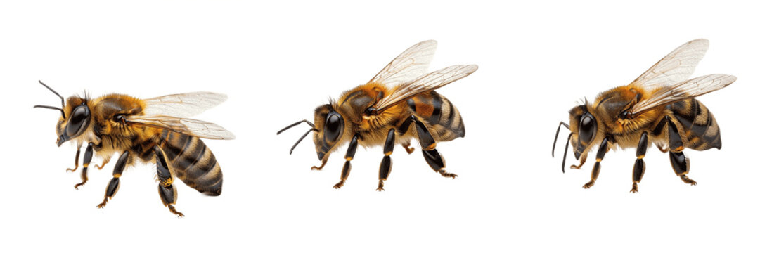 Bee realistic, Apis mellifera, honeybee worker hive frame cell inspection stance, Apidae family, authentic uncompressed body hair coat texture, colony behavior, apiary habitat asset