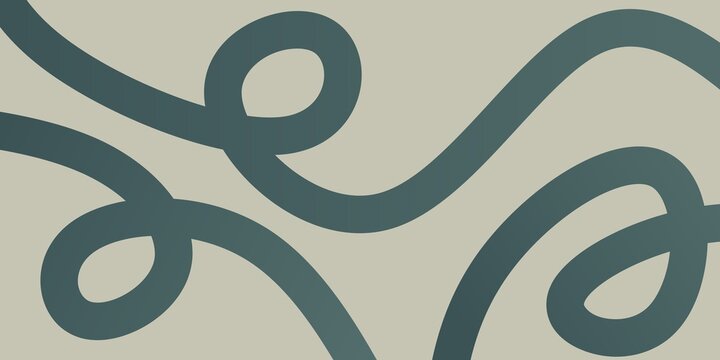 Abstract swirling muted green lines on a neutral beige background.