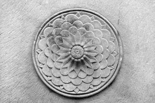 Stylized Ottoman Turkish floral design carved on stone,