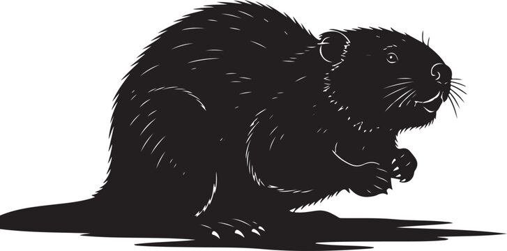 Silhouette of a beaver in a defensive posture, Generative Ai