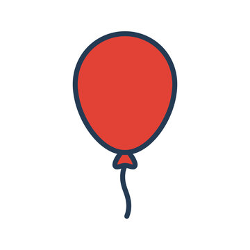Red balloon with black outline tied.