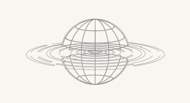 Saturn Planet Wireframe Globe Illustration.
