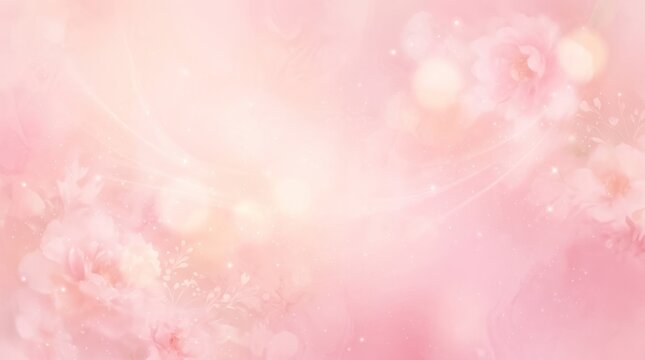 A serene pink and white floral background with a soft focus on delicate pink flowers and a subtle bokeh effect.
