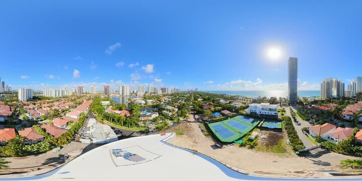 Aerial 360 virtual tour footage VR Miami residential neighborhoods Florida