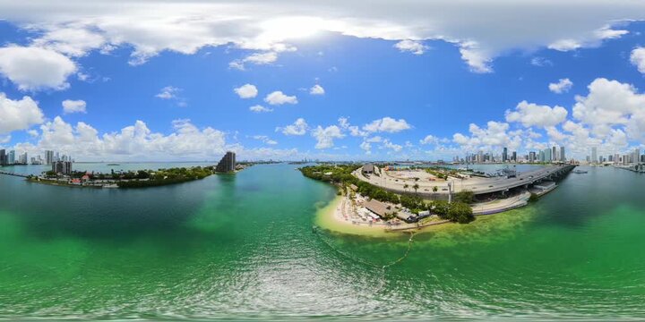 Aerial 360 tour Jungle Island Miami Florida pov