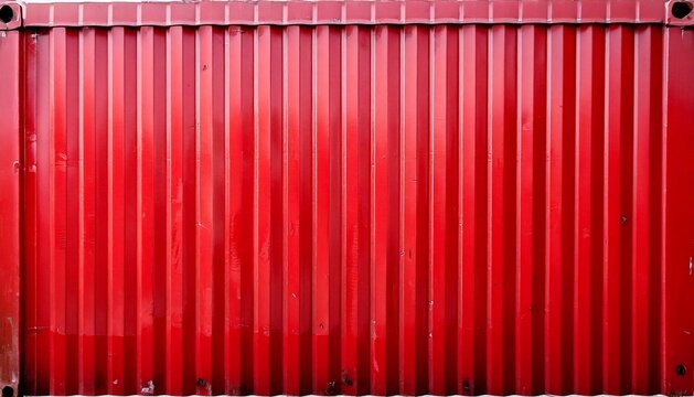 Bright red corrugated metal wall texture or painted industrial shipping container background.