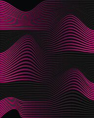 Naklejka premium Abstract pink and black wavy lines background, modern flowing digital wave texture, vibrant neon energy concept, stylish abstract pattern vector illustration