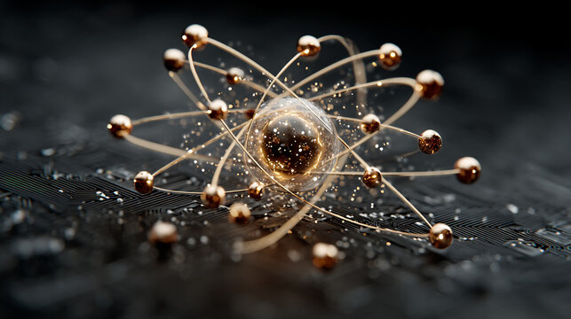 Quantum computing framework illustration with interconnected nodes and digital elements