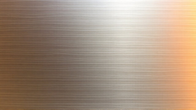Brushed titanium panel texture with flat lay and warm gold