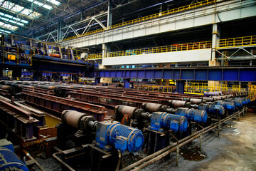 Fototapeta premium Heavy rolling mill, steel in hot rolling workshop