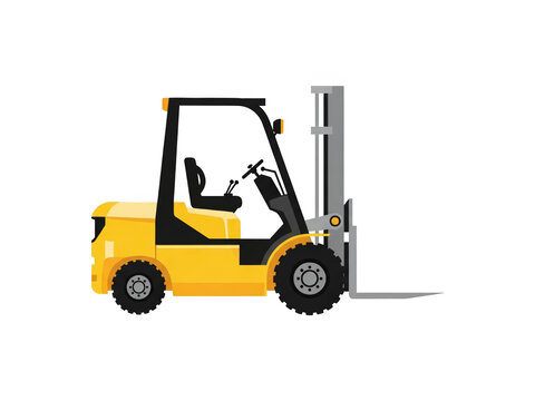 Yellow forklift truck, a heavy-duty machine used for lifting and moving goods in warehouses