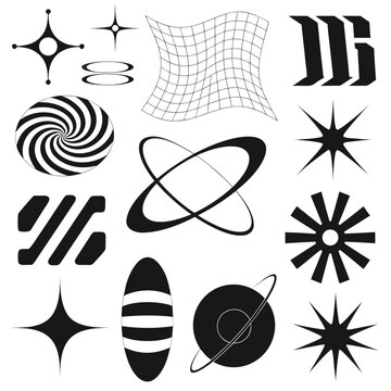 Minimal Cyberpunk Futuristic Symbol Vector Set