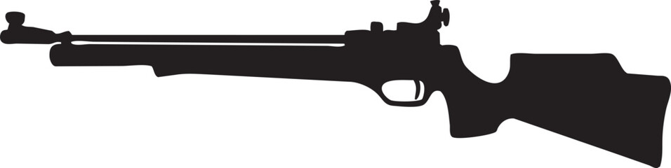 Silhouette of a modern rifle, showcasing its sleek design and precise engineering for sports or target shooting applications © impastudio