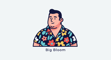 Fototapeta premium Man in colorful floral Hawaiian shirt portrait