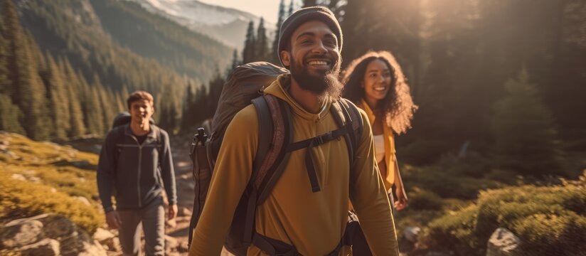 Experience the thrill of the wilderness as a group of friends finds joy and adventure on a scenic mountain trek.