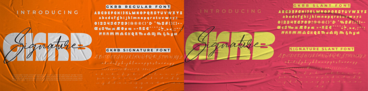 Introducing gkrb signature and Serif font regular and slant styles