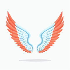 Fototapeta premium Stylized Angel Wings with Orange and Blue Feathers
