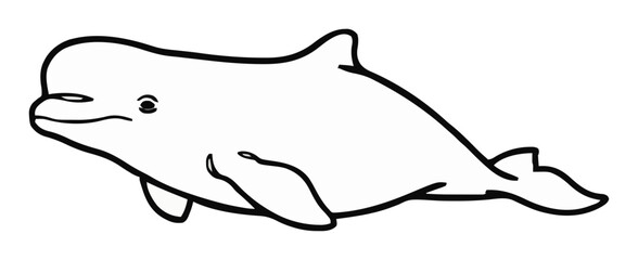 Obraz premium Minimalist beluga whale line art icon. Generative AI