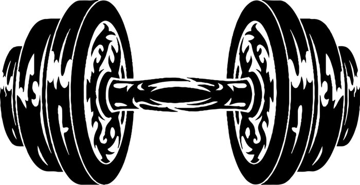 Heavy dumbbell silhouette with tribal ornamental patterns