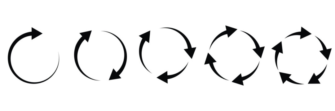 Minimalist Circle Arrow Diagrams for Reload, Refresh, and Rotation Sequence