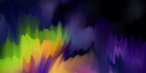 Abstract colorful aurora borealis background with vibrant painterly flowing waves © MOMOTAJ