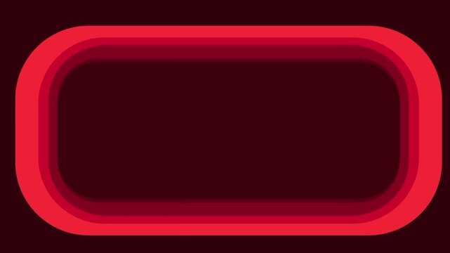 A glowing red rounded rectangle with a deep shadow border pulses on a dark background in a bold minimalist abstract design