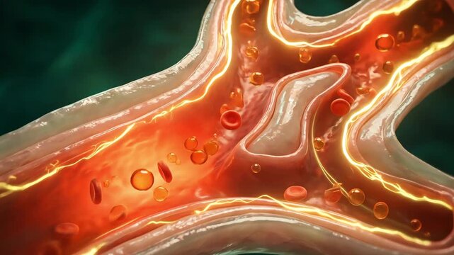 3D Medical Animation of Blood Flow in Artery with Cholesterol Plaque