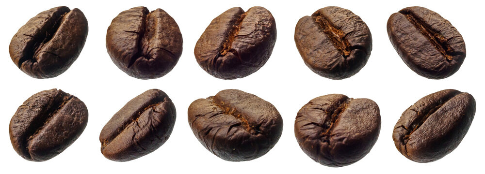 coffee beans set isolated on white background
