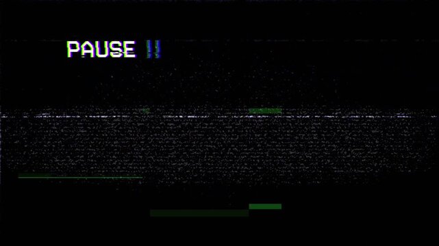 VHS Pause Glitch Animation Retro Tape Static Noise Effect