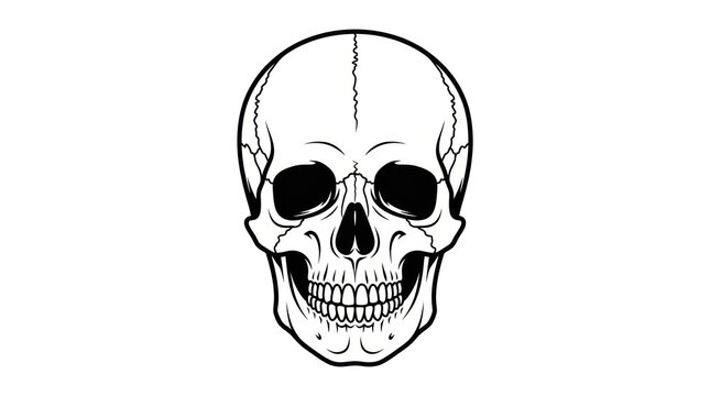 Human Skull Illustration Black and White.