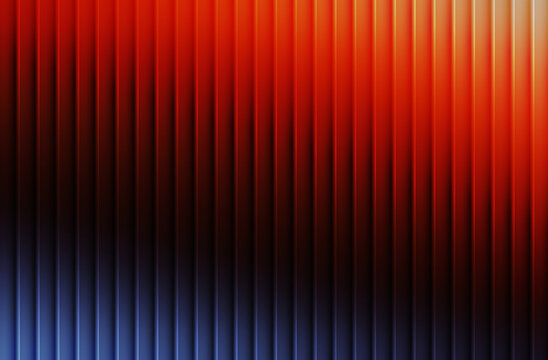 Abstract vertical ribbed texture gradient background with orange red and blue tones