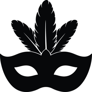 Silhouette vector festive masquerade mask with feathers design