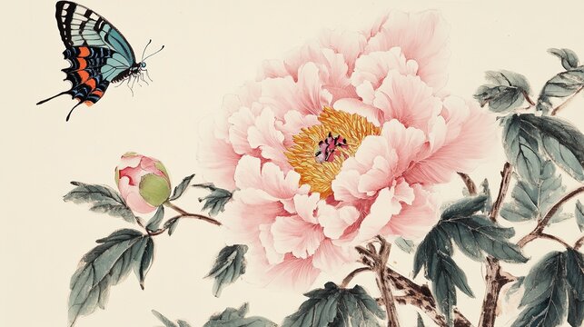 牡丹に蝶」の写真素材 | 54,195件の無料イラスト画像 | Adobe Stock
