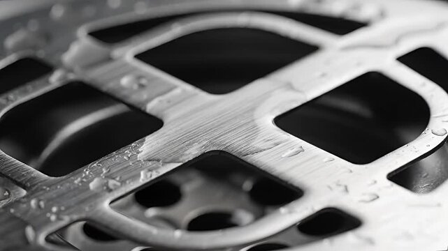 Close up of water pouring into a metal drain grate.