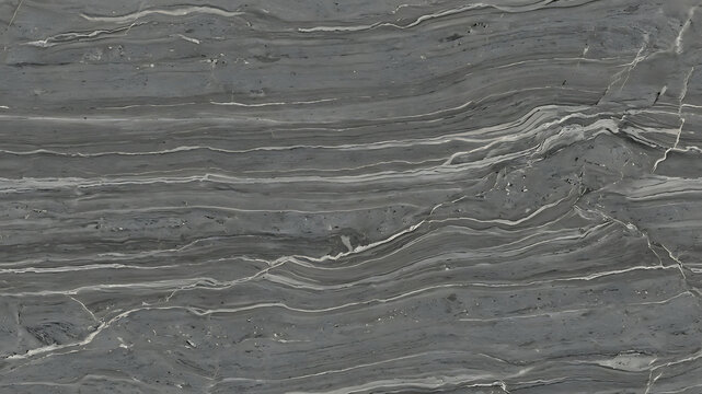 Dark Grey Marble Texture Background with Horizontal Natural Veins and Stone Pattern