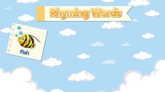 Educational Rhyming Words Animation with Fish Dish Wish and Swish