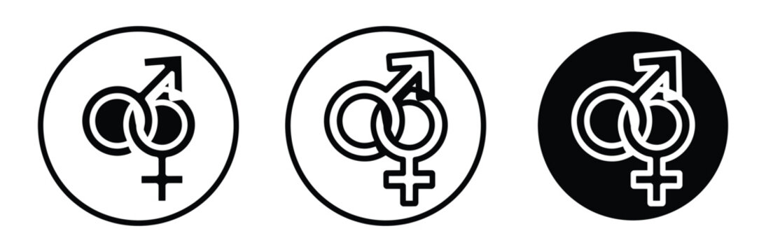Intersex Symbol Icons in Circle Badges for Diversity and Inclusion Concepts