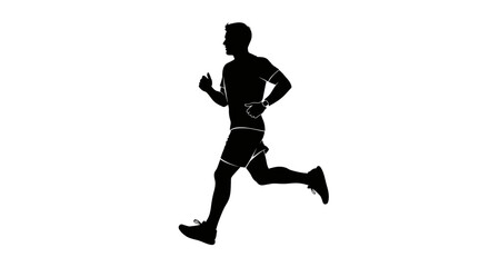 Obraz premium Black silhouette of a man running