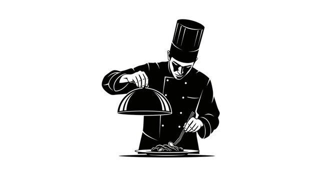 Chef serving food on a plate