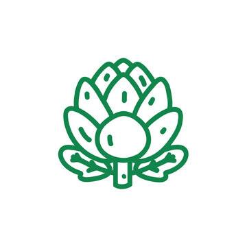 Minimalist green artichoke line art icon