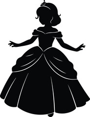 Silhouette vector princess with tiara and ball gown design © Nasima