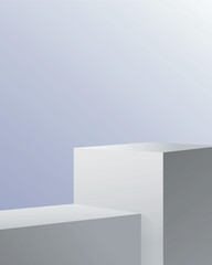 Obraz premium Minimalist Abstract Geometric Podium Shape with Soft Gradient Blue and White Tones