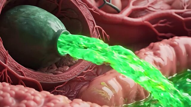  Human Gallbladder Bile Storage Release Digestive System Medical Anatomy Gastroenterology 3D Stock Video