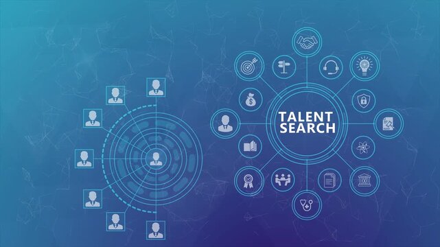 Talent Search Animation with Connected Recruitment Analytics and Smart Workforce Management Dashboard
