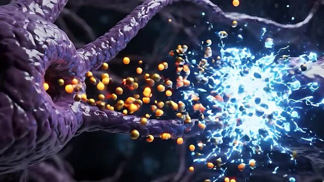  Neural Synapse Neurotransmitter Electrical Impulse Brain Communication Medical Neuroscience 3D Stock Video