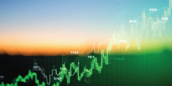 Abstract green background with a digital ekg heartbeat wave line and music equalizer pulse monitor illustration