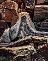Fototapeta premium A close-up of layered, multicolored rock formations