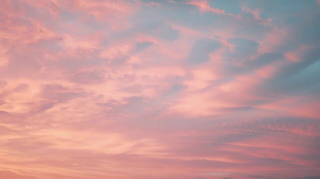 Soft pink and blue pastel cloudscape painting peaceful sunset sky with delicate textures