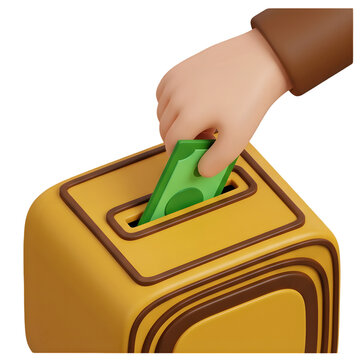 Hand Inserting Money into Donation Box