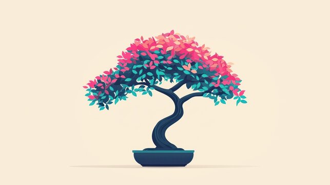 Vibrant Bonsai Tree Illustration (1)